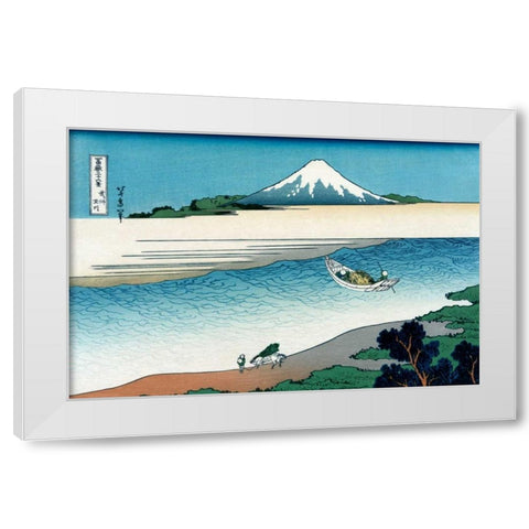 Tama River in Musashi Province, 1830 White Modern Wood Framed Art Print by Hokusai