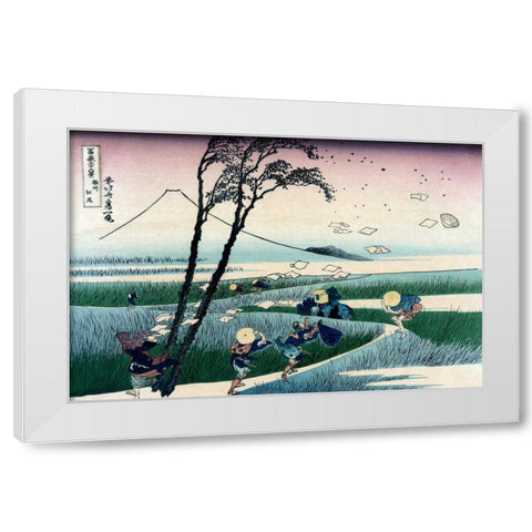 Ejiri in Suruga Province, 1830 White Modern Wood Framed Art Print by Hokusai