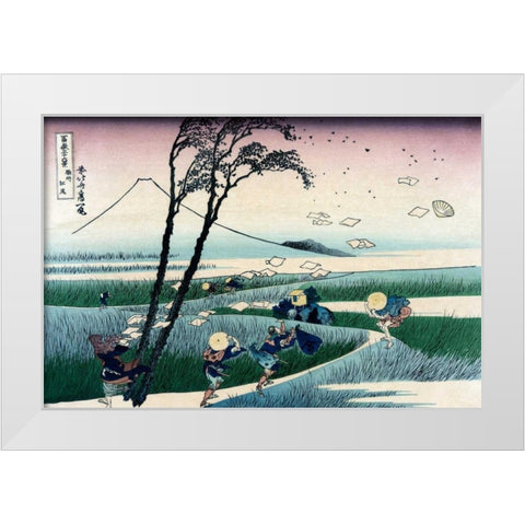 Ejiri in Suruga Province, 1830 White Modern Wood Framed Art Print by Hokusai