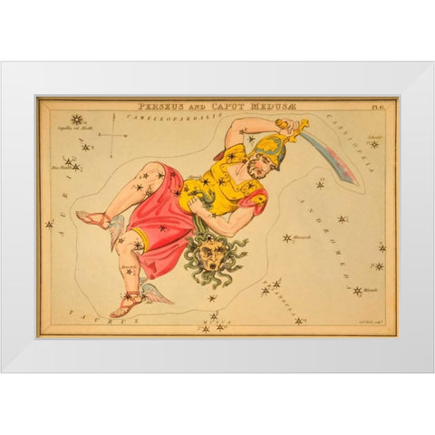 Perseus and Caput MedusÃ¦, 1825 White Modern Wood Framed Art Print by Aspin, Jehoshaphat