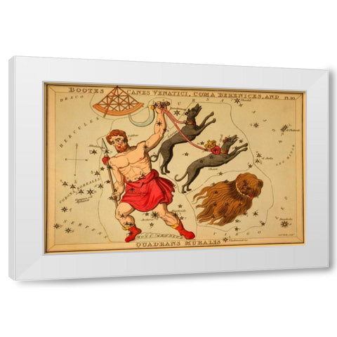 Bootes Canes Venatici, Coma Berenices, and Quadrans Muralis, 1825 White Modern Wood Framed Art Print by Aspin, Jehoshaphat