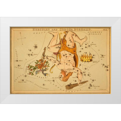 Hercules and Corona Borealis, 1825 White Modern Wood Framed Art Print by Aspin, Jehoshaphat