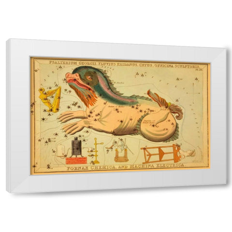 Psalterium Georgii, Fluvius Eridanus, Cetus, Officina Sculptoris, Fornax Chemica, and Machina Electr White Modern Wood Framed Art Print by Aspin, Jehoshaphat