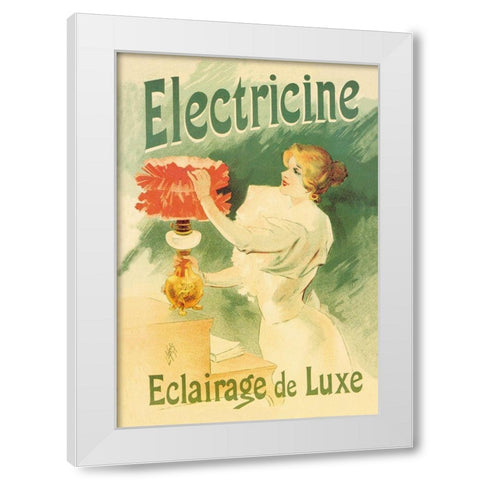 Electricine, Luxury Lighting, 1895 White Modern Wood Framed Art Print by Lefevre, Lucien