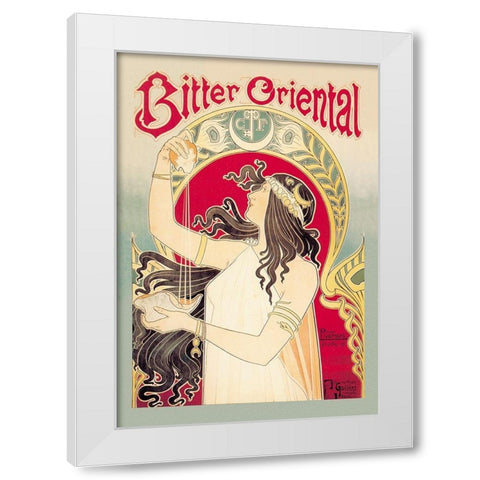 Bitter Oriental White Modern Wood Framed Art Print by Livemont, Privat