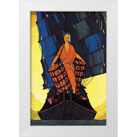 China-Cargoes, 1925 White Modern Wood Framed Art Print by McIntosh, Frank