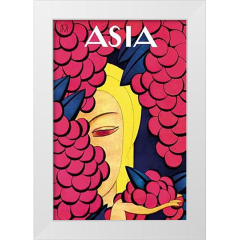Persian Low Hanging Grapes with Title, 1926 White Modern Wood Framed Art Print by McIntosh, Frank