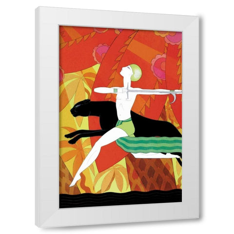 Mowgli and the Black Panther, 1926 White Modern Wood Framed Art Print by McIntosh, Frank