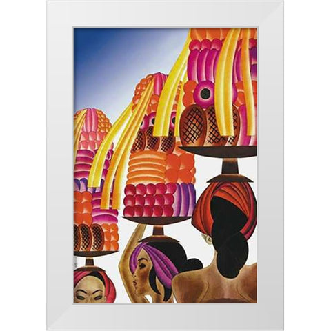 The Balinese Go Templewards, 1931 White Modern Wood Framed Art Print by McIntosh, Frank