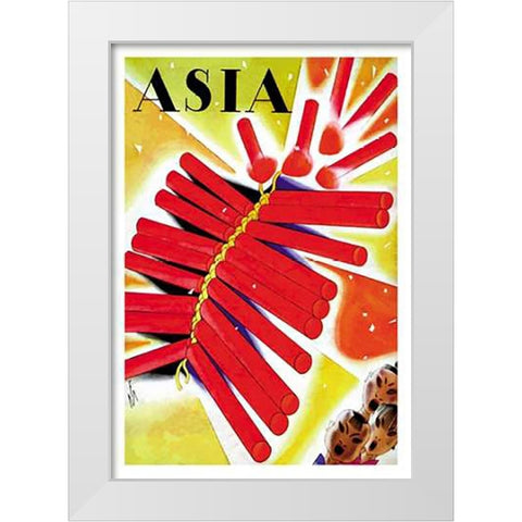 Chinese Fire Crackers with Title, 1932 White Modern Wood Framed Art Print by McIntosh, Frank