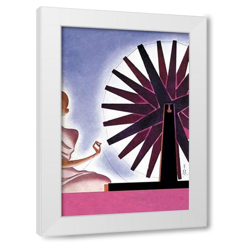 Indias Symbolic Wheel, 1932 White Modern Wood Framed Art Print by McIntosh, Frank