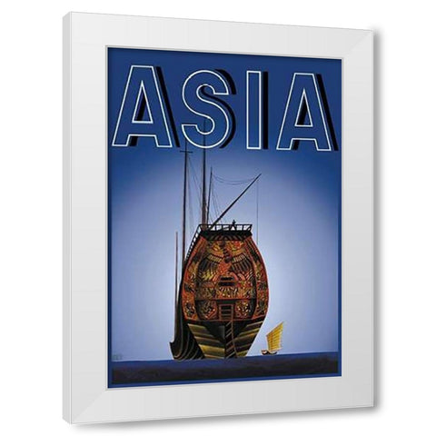 Chinese Junks with Title, 1934 White Modern Wood Framed Art Print by McIntosh, Frank