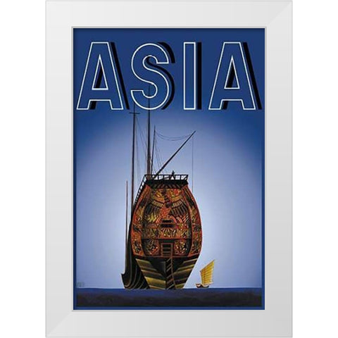 Chinese Junks with Title, 1934 White Modern Wood Framed Art Print by McIntosh, Frank