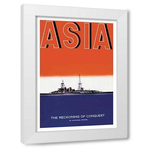 Defender of the Seas with Title, 1935 White Modern Wood Framed Art Print by McIntosh, Frank