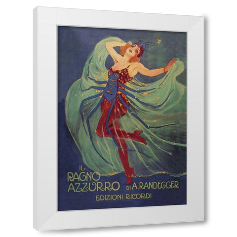 Il Ragno Azzurro (The Blue Spider), 1912 White Modern Wood Framed Art Print by Metlicovitz, Leopoldo