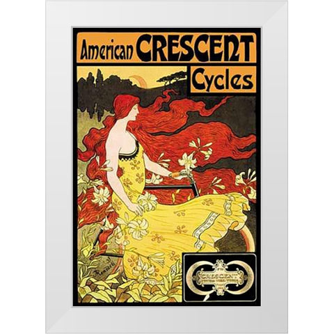 American Crescent Cycles, 1901 White Modern Wood Framed Art Print by Ramsdell, Fred
