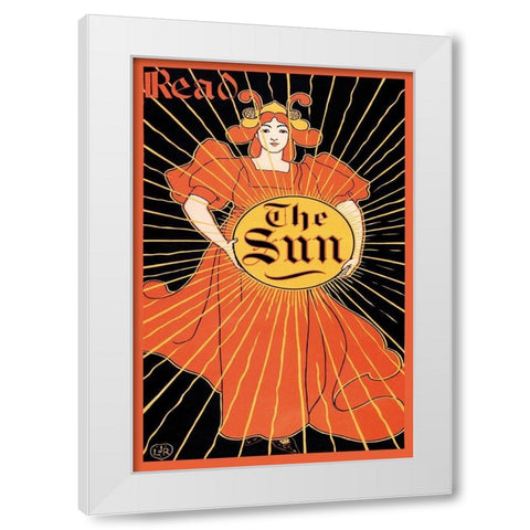 Read the Sun, 1895 White Modern Wood Framed Art Print by Rhead, Louis