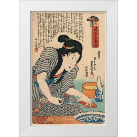 Preparing Dinner, 1850 White Modern Wood Framed Art Print by Unknown