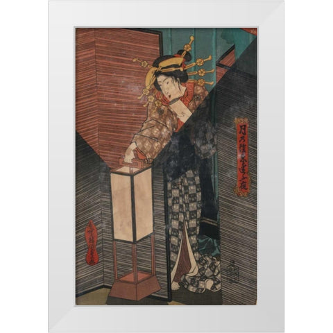 Checking the Lanterns, 1850 White Modern Wood Framed Art Print by Unknown