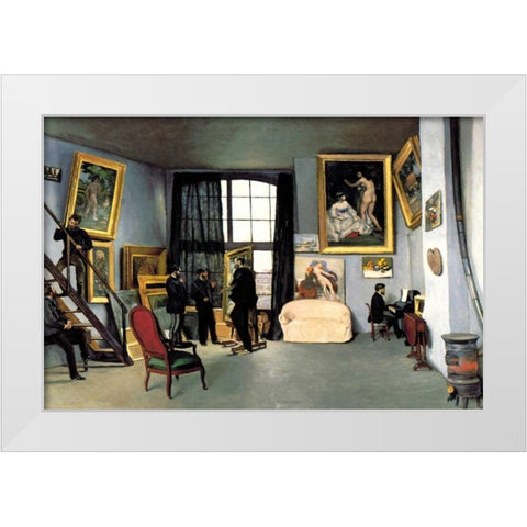 Bazilles Studio: 9 rue de la Condamine, 1870 White Modern Wood Framed Art Print by Unknown
