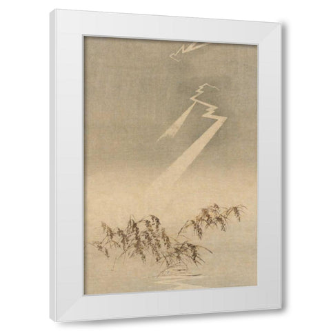 Thunder and lightning over rice grain, 1900 White Modern Wood Framed Art Print by Unknown