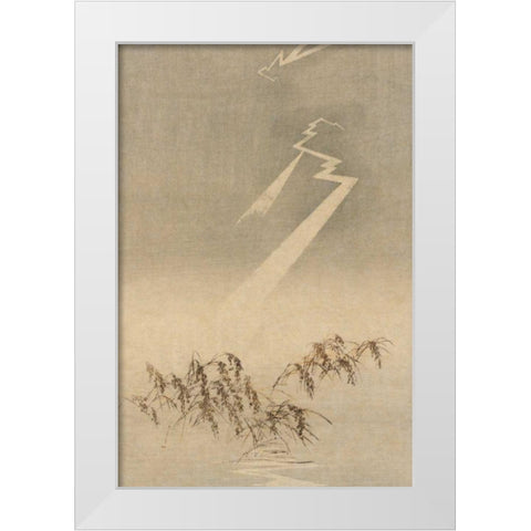 Thunder and lightning over rice grain, 1900 White Modern Wood Framed Art Print by Unknown