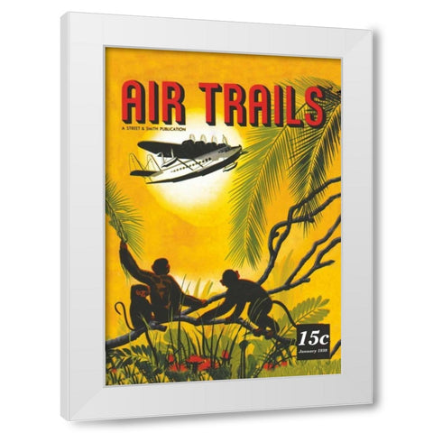 Seaplane Over the Tropics White Modern Wood Framed Art Print by Unknown