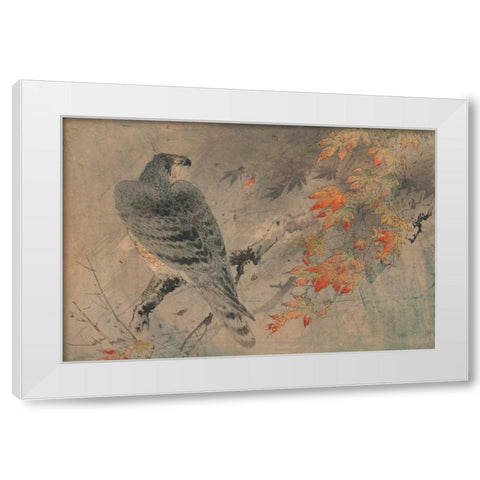 Eagle on a maple branch White Modern Wood Framed Art Print by Unknown