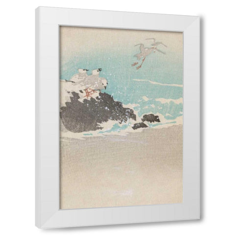 Plovers over waves White Modern Wood Framed Art Print by Unknown