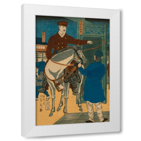 America (Amerikakoku), 1861 White Modern Wood Framed Art Print by Utagawa, Sadahide