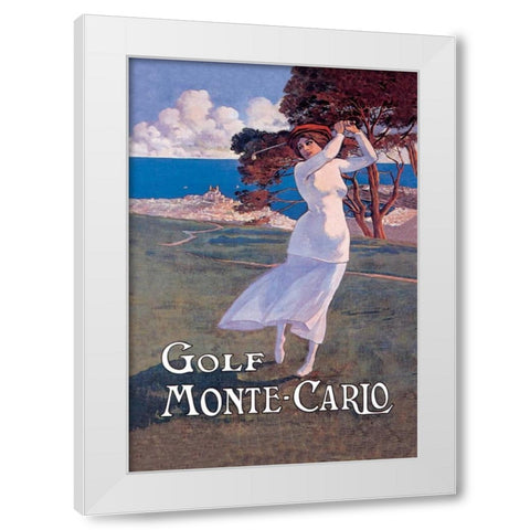 Golf Monte Carlo, 1900 White Modern Wood Framed Art Print by Ximines, Elio