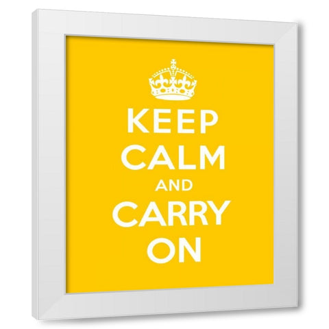 Keep Calm and Carry On - Yellow White Modern Wood Framed Art Print by The British Ministry of Information