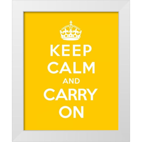 Keep Calm and Carry On - Yellow White Modern Wood Framed Art Print by The British Ministry of Information