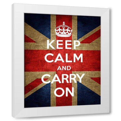 Keep Calm and Carry On - Union Jack White Modern Wood Framed Art Print by The British Ministry of Information