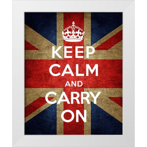 Keep Calm and Carry On - Union Jack White Modern Wood Framed Art Print by The British Ministry of Information