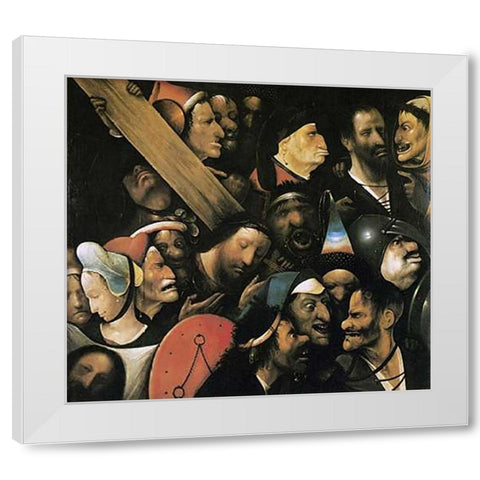 Museumist Carrying The Cross II White Modern Wood Framed Art Print by Bosch, Hieronymus