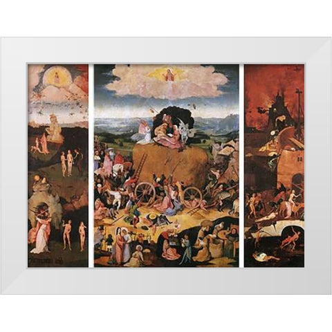 The Haywain White Modern Wood Framed Art Print by Bosch, Hieronymus