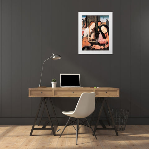 The Nativity White Modern Wood Framed Art Print by Bosch, Hieronymus