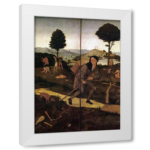 The Wayfarer White Modern Wood Framed Art Print by Bosch, Hieronymus