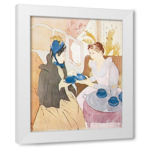 Afternoon Tea Party 1891 (2) White Modern Wood Framed Art Print by Cassatt, Mary