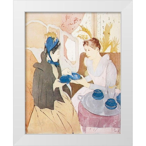 Afternoon Tea Party 1891 (2) White Modern Wood Framed Art Print by Cassatt, Mary