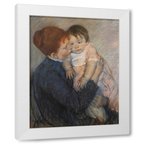 Agatha And Her Child 1891 White Modern Wood Framed Art Print by Cassatt, Mary