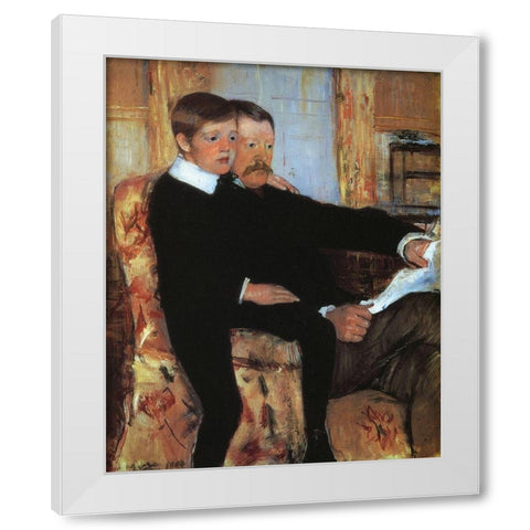 Alexander And His Son Robert 1885 White Modern Wood Framed Art Print by Cassatt, Mary