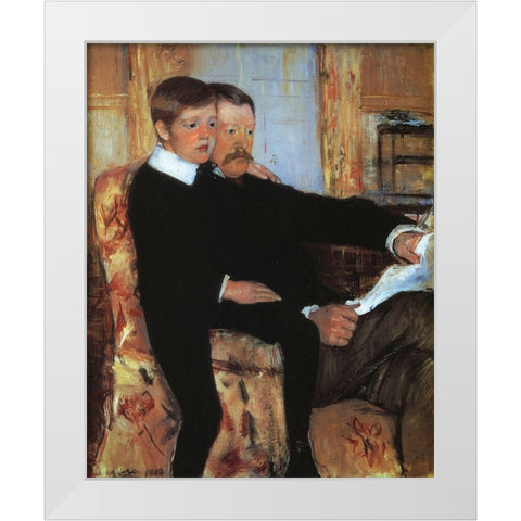 Alexander And His Son Robert 1885 White Modern Wood Framed Art Print by Cassatt, Mary