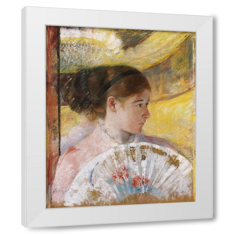 At The Theater 1879 White Modern Wood Framed Art Print by Cassatt, Mary