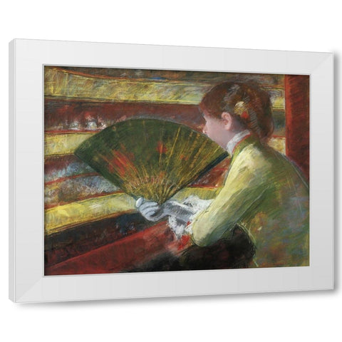 At The Theater II 1879 White Modern Wood Framed Art Print by Cassatt, Mary