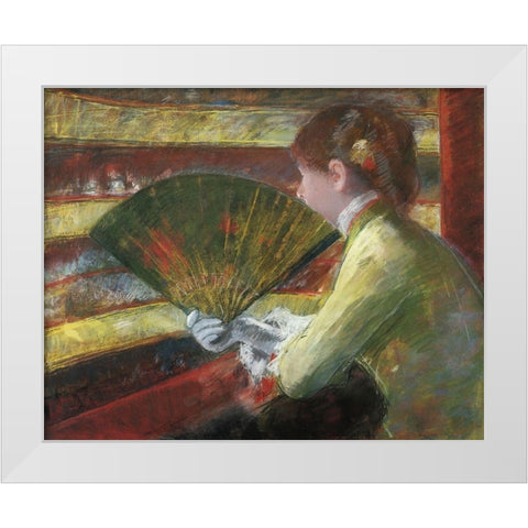 At The Theater II 1879 White Modern Wood Framed Art Print by Cassatt, Mary