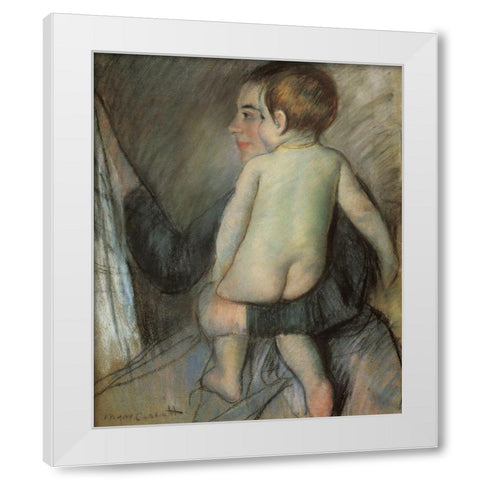 At The Window 1889 White Modern Wood Framed Art Print by Cassatt, Mary