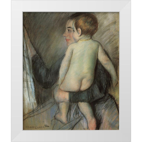 At The Window 1889 White Modern Wood Framed Art Print by Cassatt, Mary