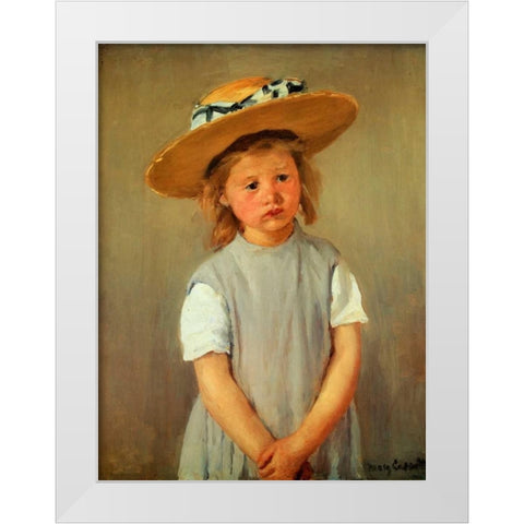 Child With Straw Hat White Modern Wood Framed Art Print by Cassatt, Mary